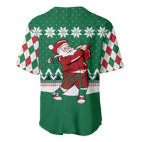 Golfer Santa Christmas Baseball Jersey Xmas Holiday Patterns - Wonder Print Shop