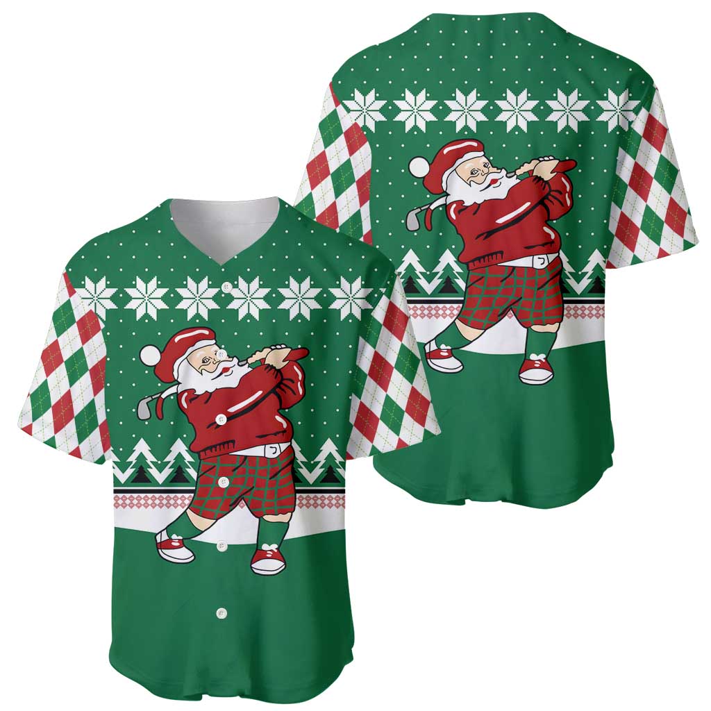 Golfer Santa Christmas Baseball Jersey Xmas Holiday Patterns - Wonder Print Shop