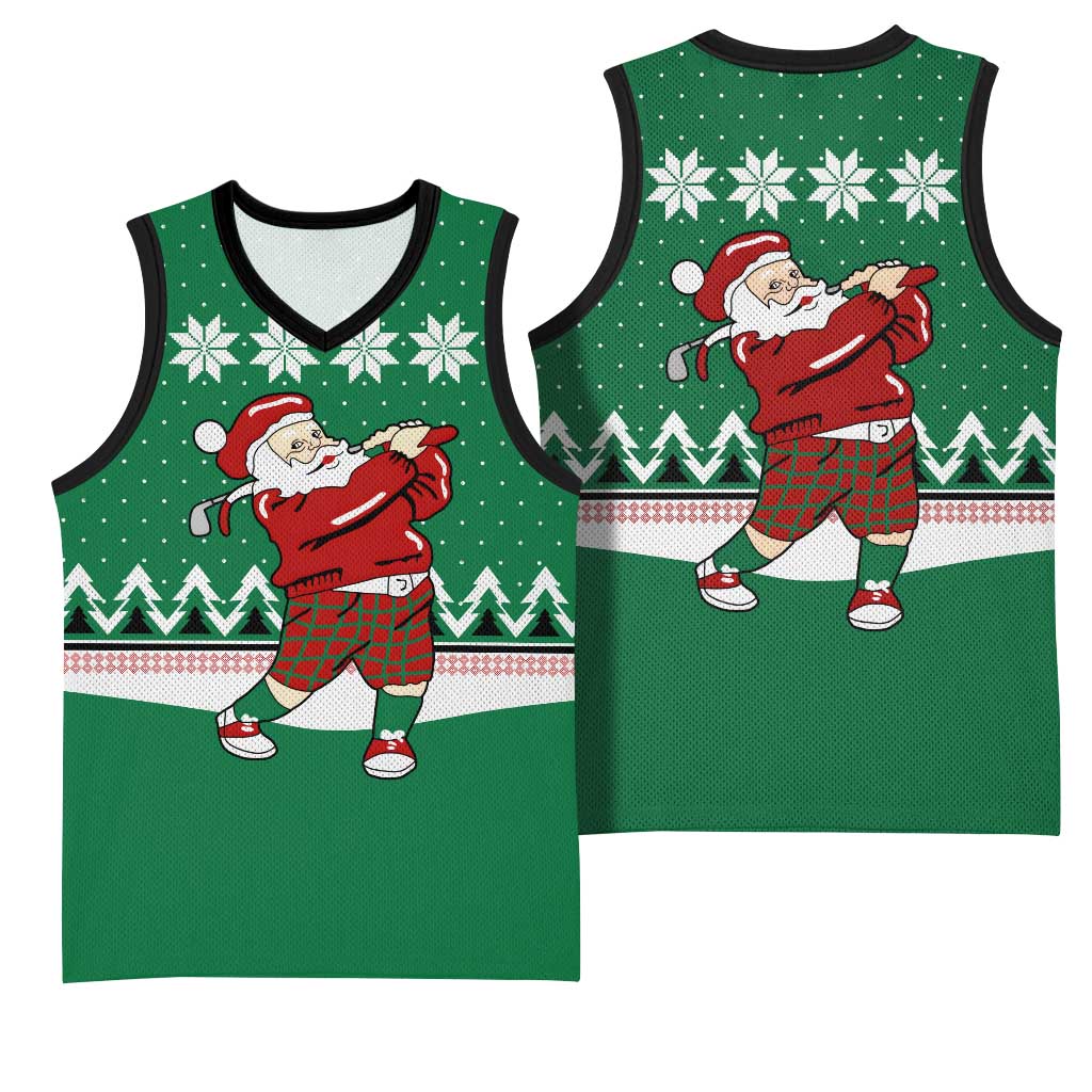 Golfer Santa Christmas Basketball Jersey Xmas Holiday Patterns - Wonder Print Shop