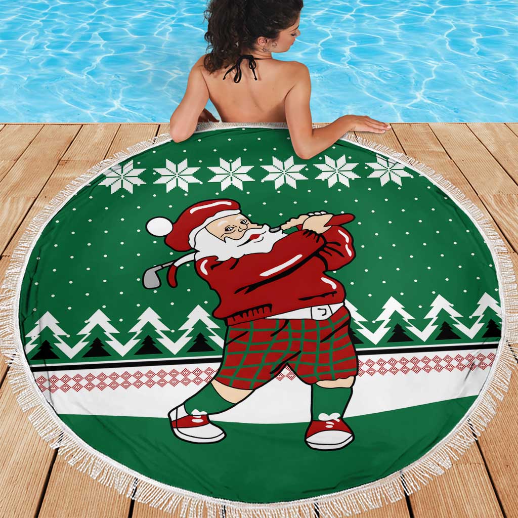Golfer Santa Christmas Beach Blanket Xmas Holiday Patterns - Wonder Print Shop