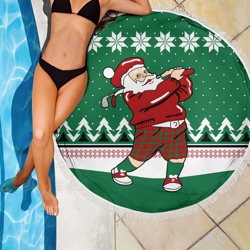 Golfer Santa Christmas Beach Blanket Xmas Holiday Patterns - Wonder Print Shop