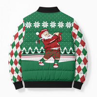 Golfer Santa Christmas Bomber Puffer Jacket Xmas Holiday Patterns - Wonder Print Shop