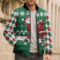 Golfer Santa Christmas Bomber Puffer Jacket Xmas Holiday Patterns - Wonder Print Shop
