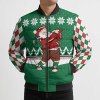 Golfer Santa Christmas Bomber Puffer Jacket Xmas Holiday Patterns - Wonder Print Shop