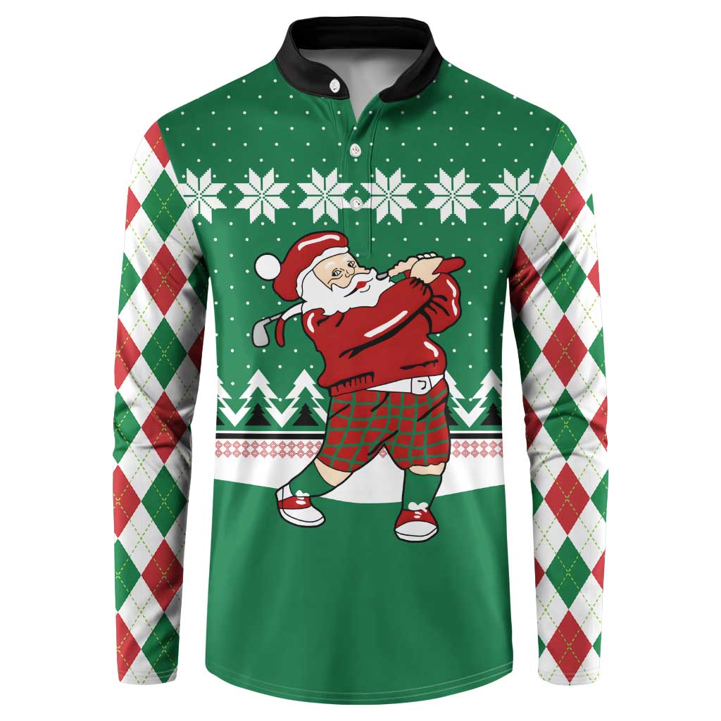 Golfer Santa Christmas Button Sweatshirt Xmas Holiday Patterns - Wonder Print Shop