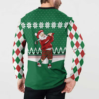 Golfer Santa Christmas Button Sweatshirt Xmas Holiday Patterns - Wonder Print Shop