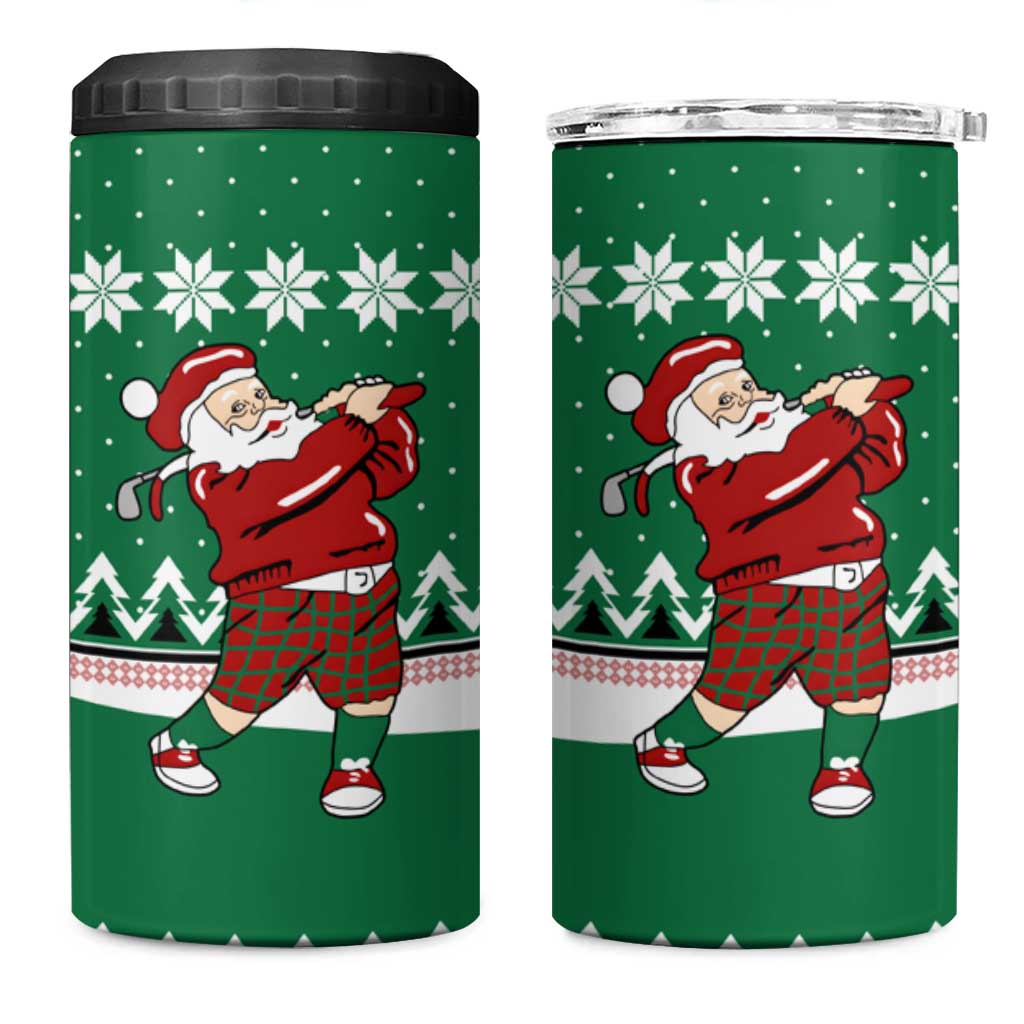 Golfer Santa Christmas 4 in 1 Can Cooler Tumbler Xmas Holiday Patterns - Wonder Print Shop