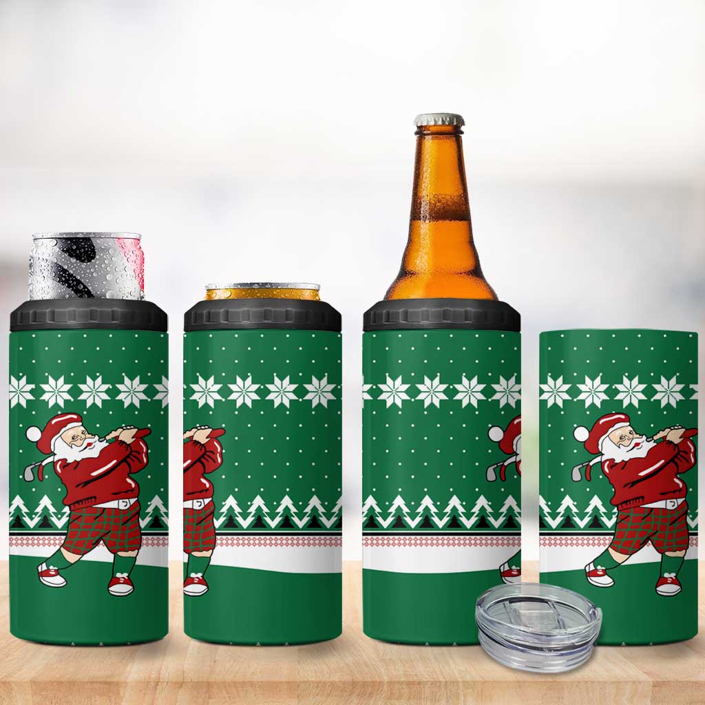 Golfer Santa Christmas 4 in 1 Can Cooler Tumbler Xmas Holiday Patterns - Wonder Print Shop