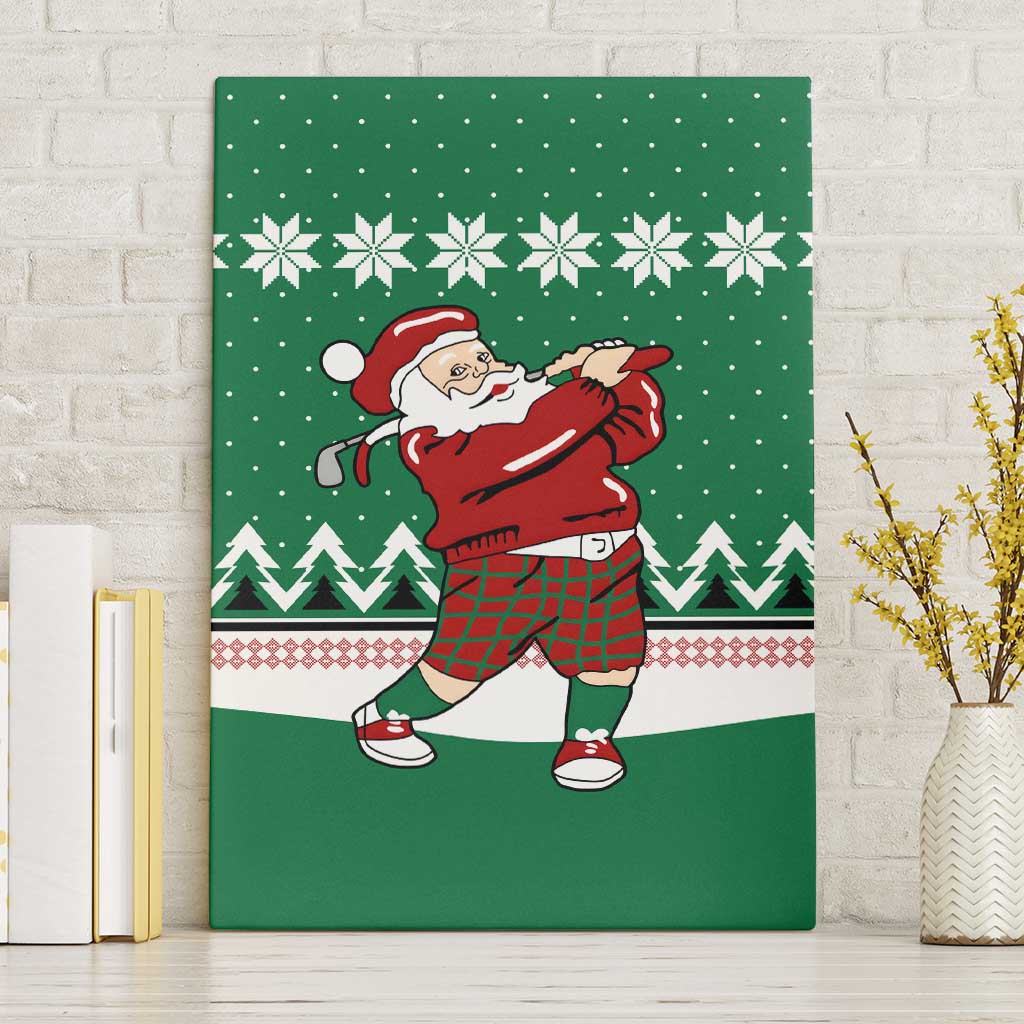 Golfer Santa Christmas Canvas Wall Art Xmas Holiday Patterns - Wonder Print Shop