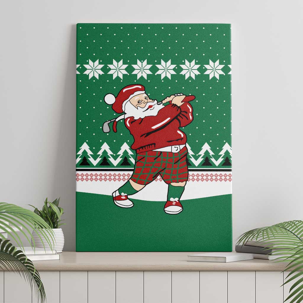 Golfer Santa Christmas Canvas Wall Art Xmas Holiday Patterns - Wonder Print Shop