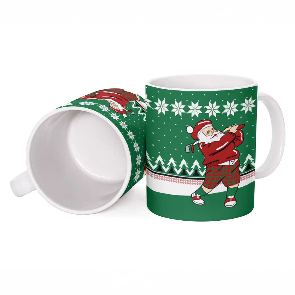 Golfer Santa Christmas Ceramic Mug Xmas Holiday Patterns - Wonder Print Shop