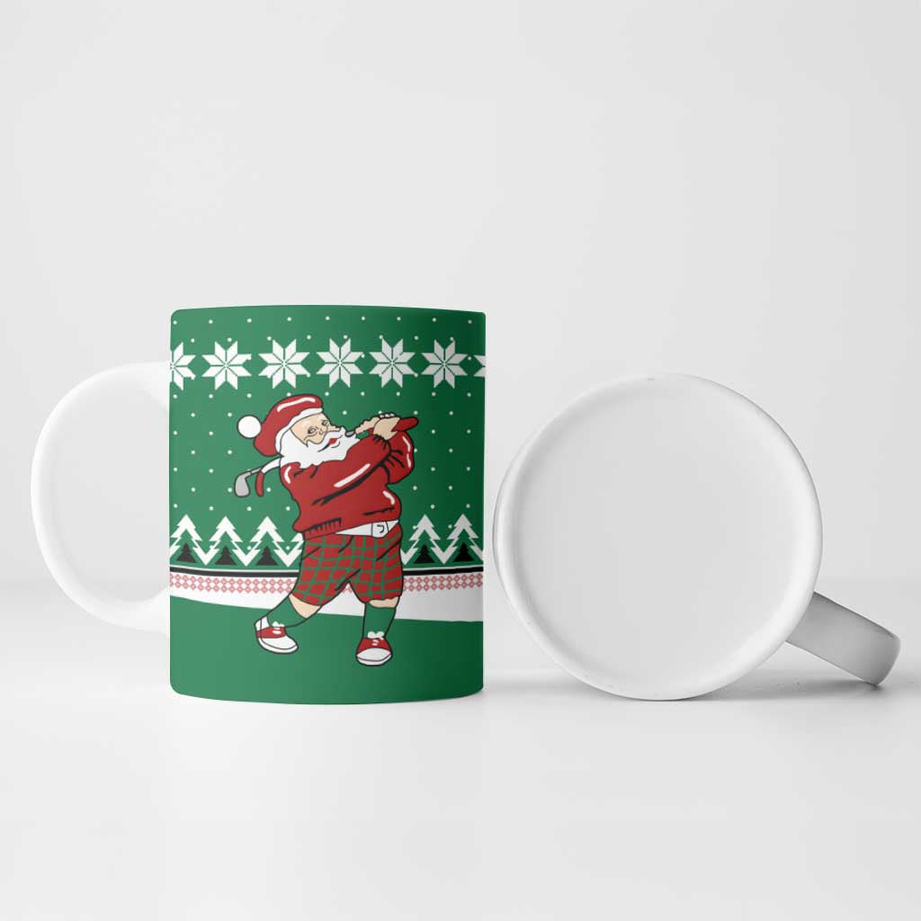 Golfer Santa Christmas Ceramic Mug Xmas Holiday Patterns - Wonder Print Shop