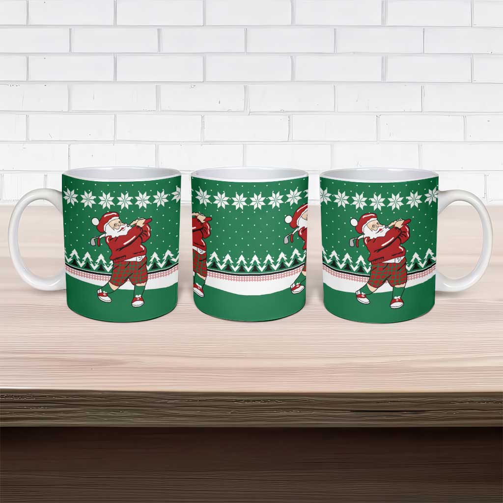 Golfer Santa Christmas Ceramic Mug Xmas Holiday Patterns - Wonder Print Shop