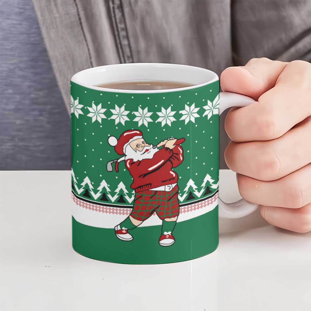 Golfer Santa Christmas Ceramic Mug Xmas Holiday Patterns - Wonder Print Shop
