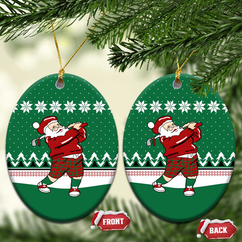 Golfer Santa Christmas Ceramic Ornament Xmas Holiday Patterns - Wonder Print Shop
