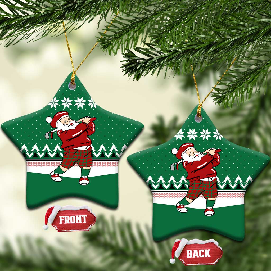Golfer Santa Christmas Ceramic Ornament Xmas Holiday Patterns - Wonder Print Shop