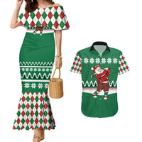 Golfer Santa Christmas Couples Matching Mermaid Dress and Hawaiian Shirt Xmas Holiday Patterns - Wonder Print Shop