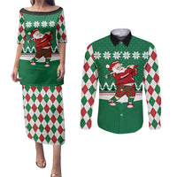 Golfer Santa Christmas Couples Matching Puletasi and Long Sleeve Button Shirt Xmas Holiday Patterns - Wonder Print Shop