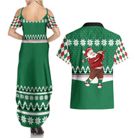 Golfer Santa Christmas Couples Matching Summer Maxi Dress and Hawaiian Shirt Xmas Holiday Patterns - Wonder Print Shop
