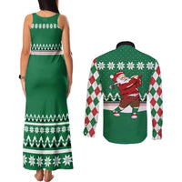 Golfer Santa Christmas Couples Matching Tank Maxi Dress and Long Sleeve Button Shirt Xmas Holiday Patterns - Wonder Print Shop