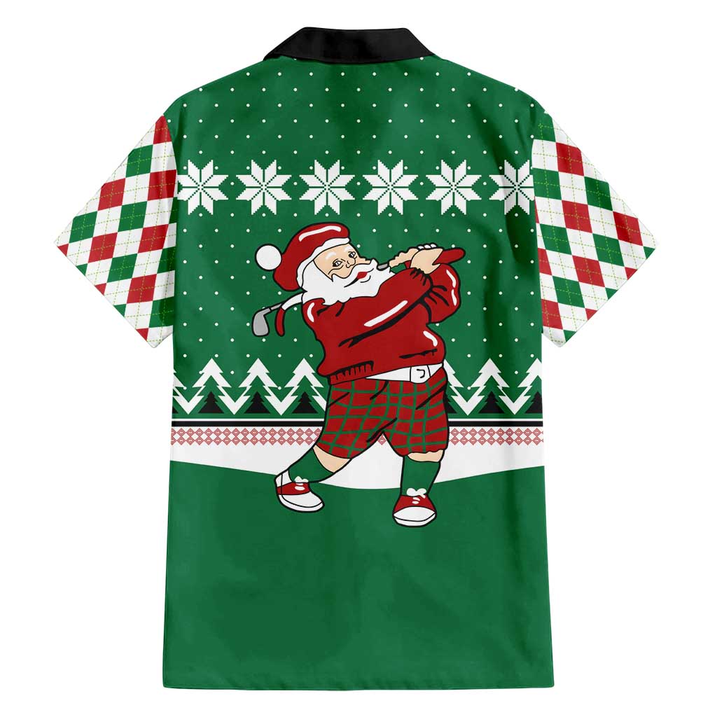 Golfer Santa Christmas Family Matching Long Sleeve Bodycon Dress and Hawaiian Shirt Xmas Holiday Patterns - Wonder Print Shop