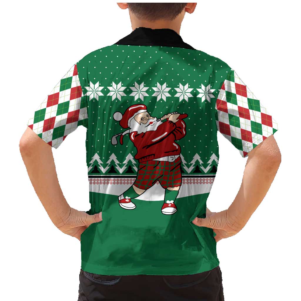 Golfer Santa Christmas Family Matching Mermaid Dress and Hawaiian Shirt Xmas Holiday Patterns - Wonder Print Shop