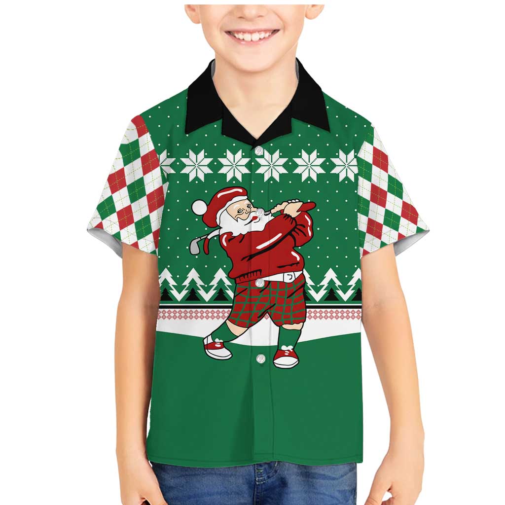 Golfer Santa Christmas Family Matching Mermaid Dress and Hawaiian Shirt Xmas Holiday Patterns - Wonder Print Shop
