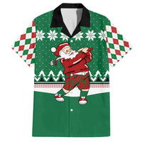 Golfer Santa Christmas Family Matching Off The Shoulder Long Sleeve Dress and Hawaiian Shirt Xmas Holiday Patterns - Wonder Print Shop