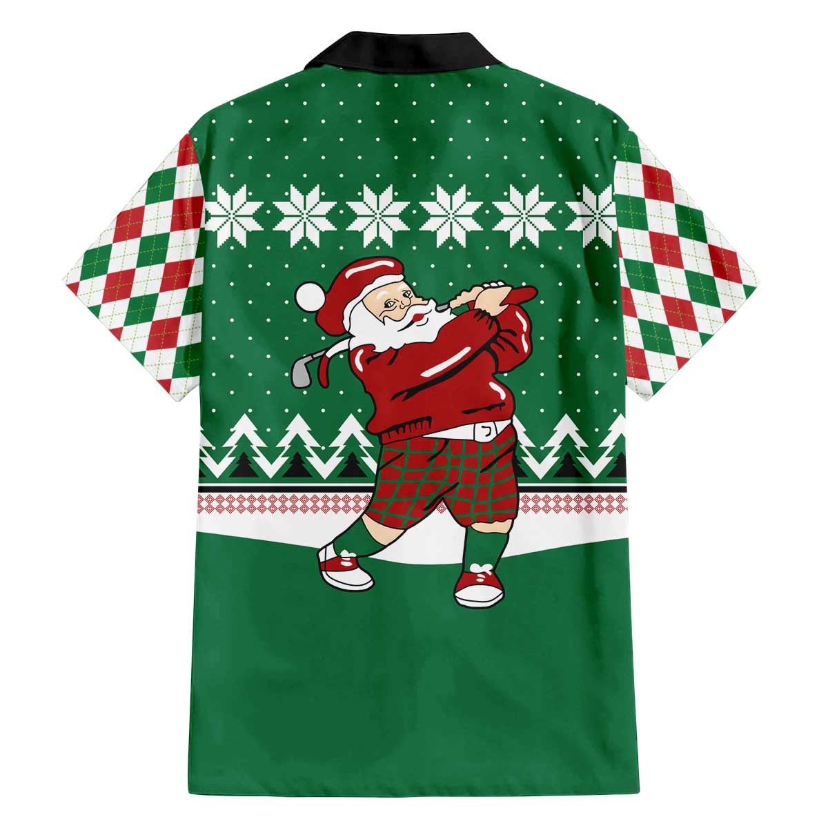 Golfer Santa Christmas Family Matching Off The Shoulder Long Sleeve Dress and Hawaiian Shirt Xmas Holiday Patterns - Wonder Print Shop