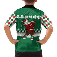 Golfer Santa Christmas Family Matching Off Shoulder Maxi Dress and Hawaiian Shirt Xmas Holiday Patterns - Wonder Print Shop