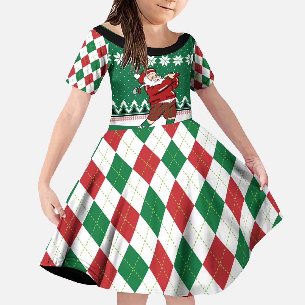 Golfer Santa Christmas Family Matching Off Shoulder Maxi Dress and Hawaiian Shirt Xmas Holiday Patterns - Wonder Print Shop