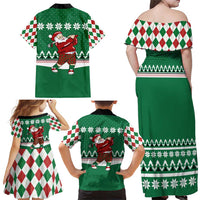 Golfer Santa Christmas Family Matching Off Shoulder Maxi Dress and Hawaiian Shirt Xmas Holiday Patterns - Wonder Print Shop