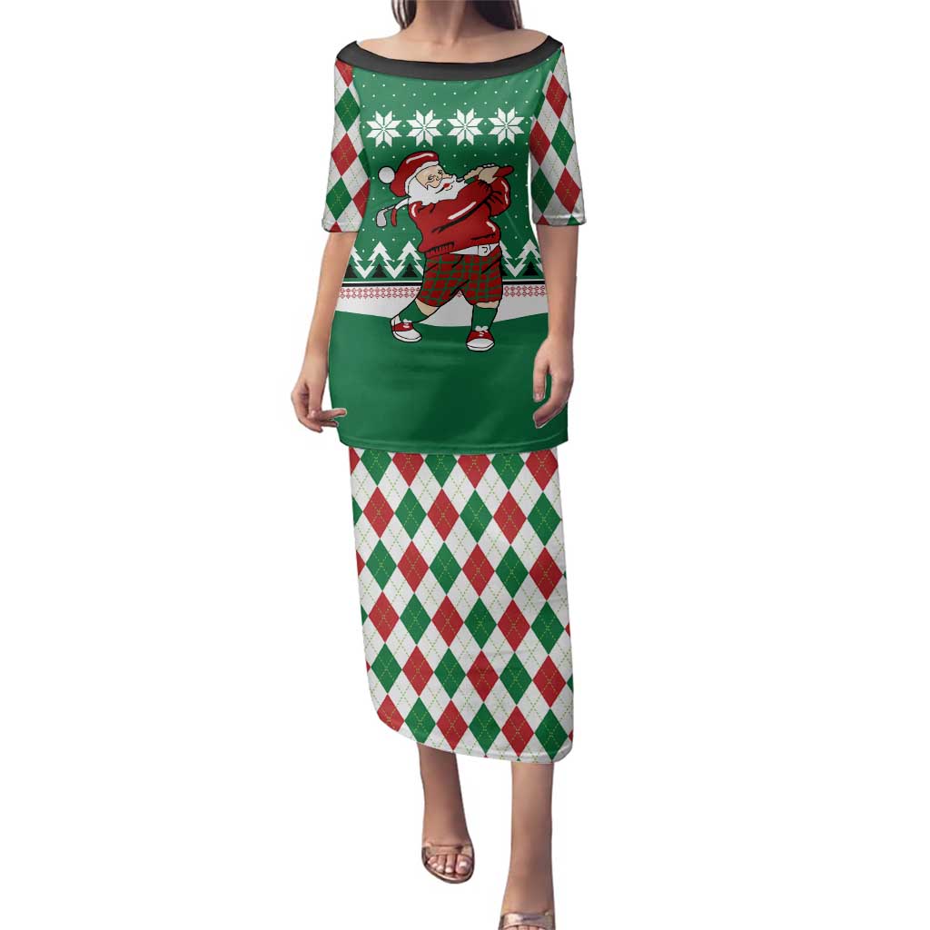 Golfer Santa Christmas Family Matching Puletasi and Hawaiian Shirt Xmas Holiday Patterns - Wonder Print Shop