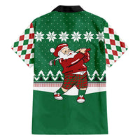 Golfer Santa Christmas Family Matching Short Sleeve Bodycon Dress and Hawaiian Shirt Xmas Holiday Patterns - Wonder Print Shop