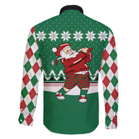 Golfer Santa Christmas Family Matching Short Sleeve Bodycon Dress and Hawaiian Shirt Xmas Holiday Patterns - Wonder Print Shop