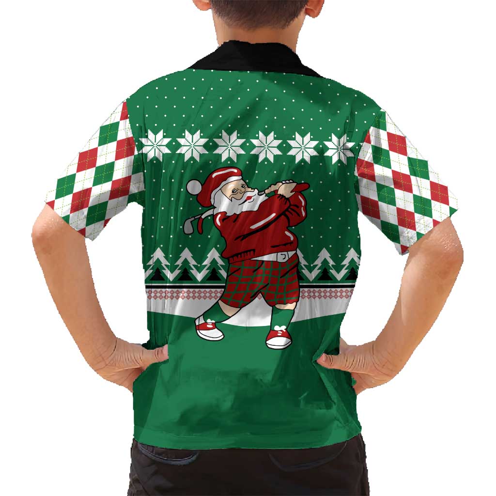 Golfer Santa Christmas Family Matching Summer Maxi Dress and Hawaiian Shirt Xmas Holiday Patterns - Wonder Print Shop