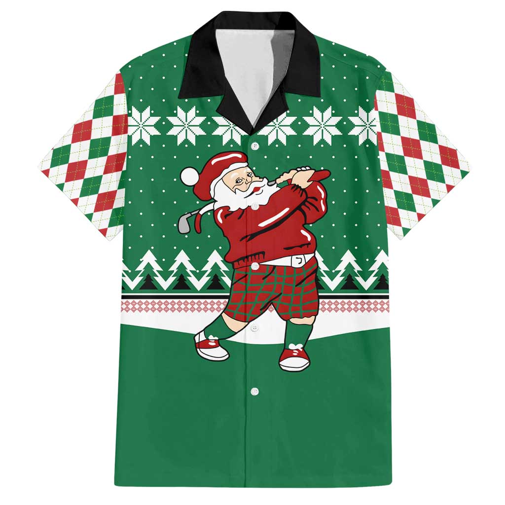 Golfer Santa Christmas Family Matching Summer Maxi Dress and Hawaiian Shirt Xmas Holiday Patterns - Wonder Print Shop
