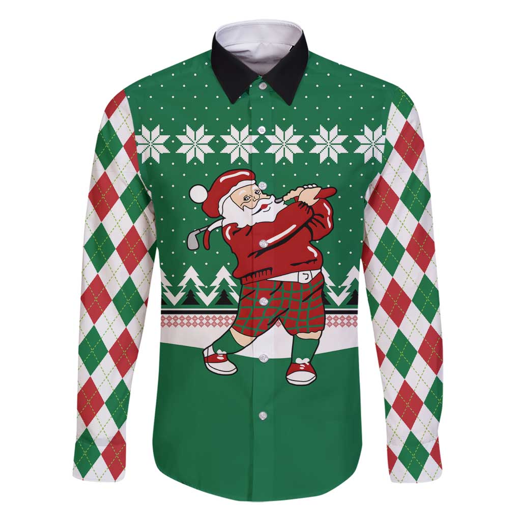 Golfer Santa Christmas Family Matching Summer Maxi Dress and Hawaiian Shirt Xmas Holiday Patterns - Wonder Print Shop