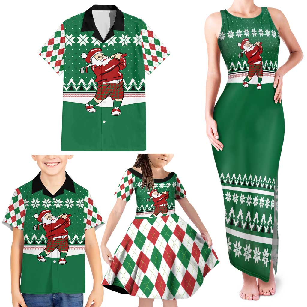 Golfer Santa Christmas Family Matching Tank Maxi Dress and Hawaiian Shirt Xmas Holiday Patterns - Wonder Print Shop