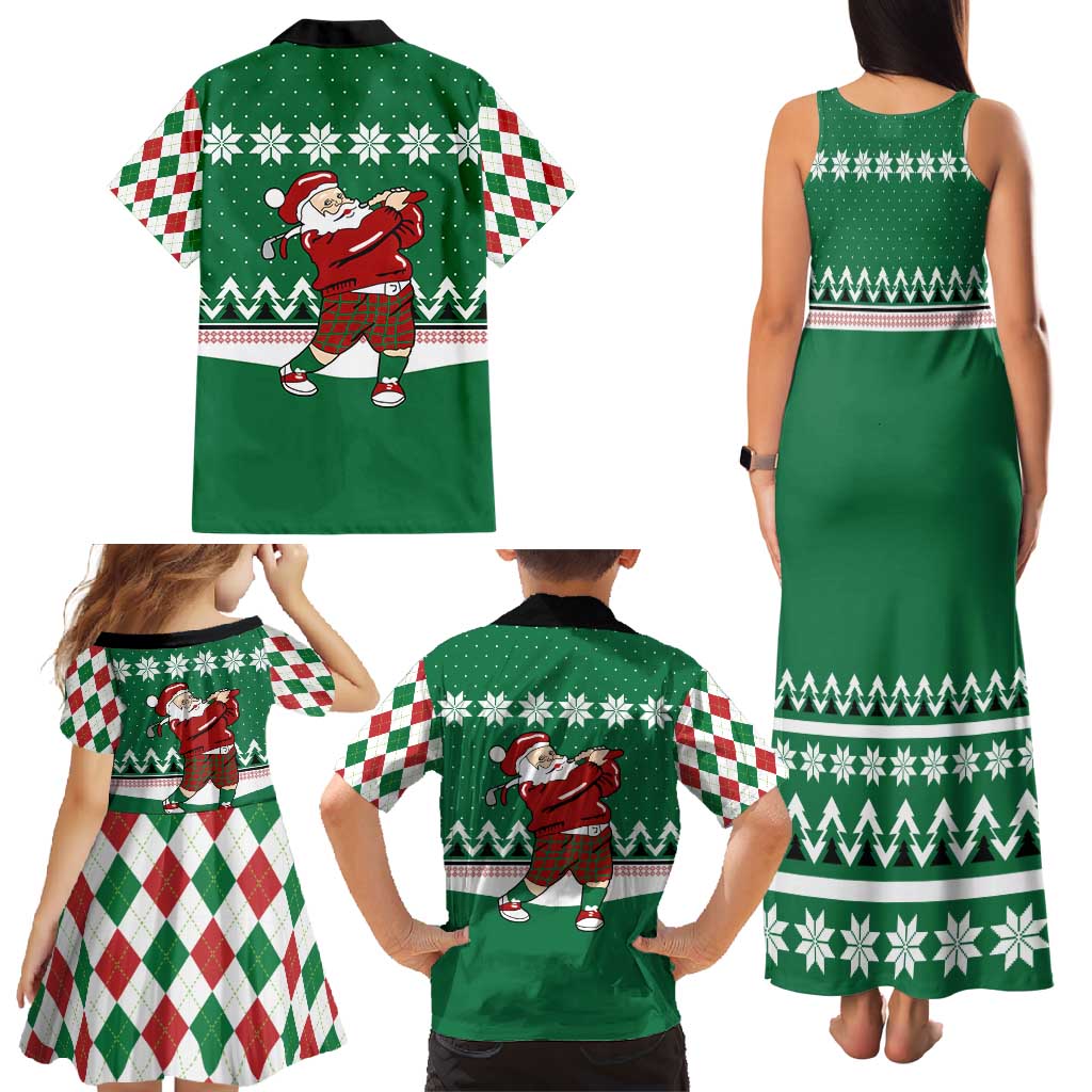 Golfer Santa Christmas Family Matching Tank Maxi Dress and Hawaiian Shirt Xmas Holiday Patterns - Wonder Print Shop