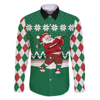 Golfer Santa Christmas Family Matching Tank Maxi Dress and Hawaiian Shirt Xmas Holiday Patterns - Wonder Print Shop