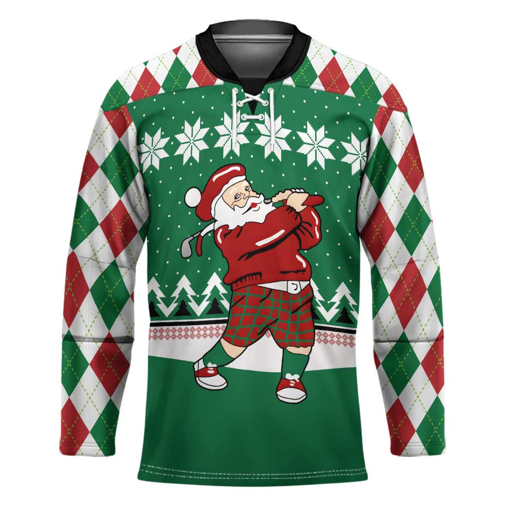 Golfer Santa Christmas Hockey Jersey Xmas Holiday Patterns - Wonder Print Shop