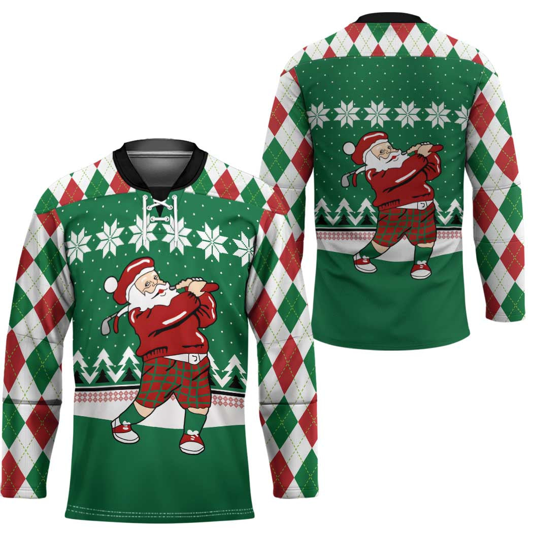Golfer Santa Christmas Hockey Jersey Xmas Holiday Patterns - Wonder Print Shop