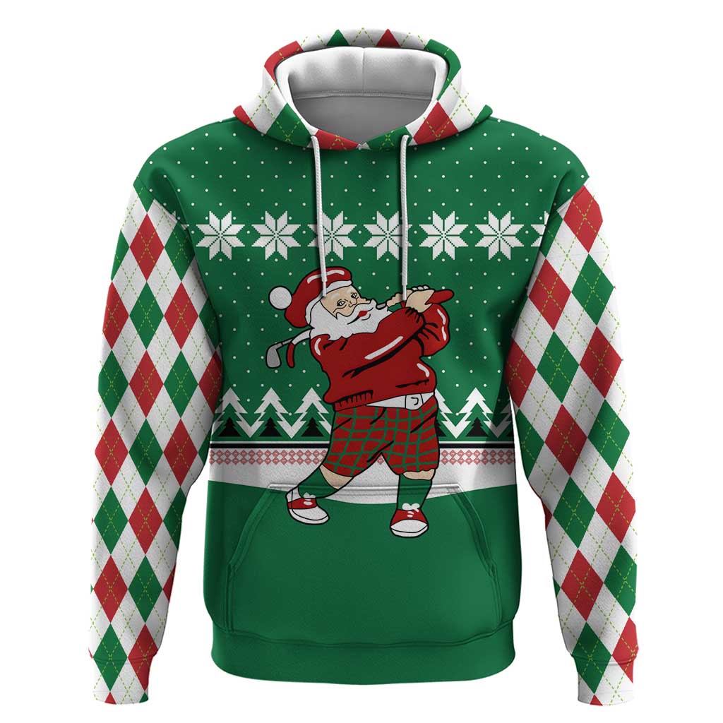 Golfer Santa Christmas Hoodie Xmas Holiday Patterns - Wonder Print Shop