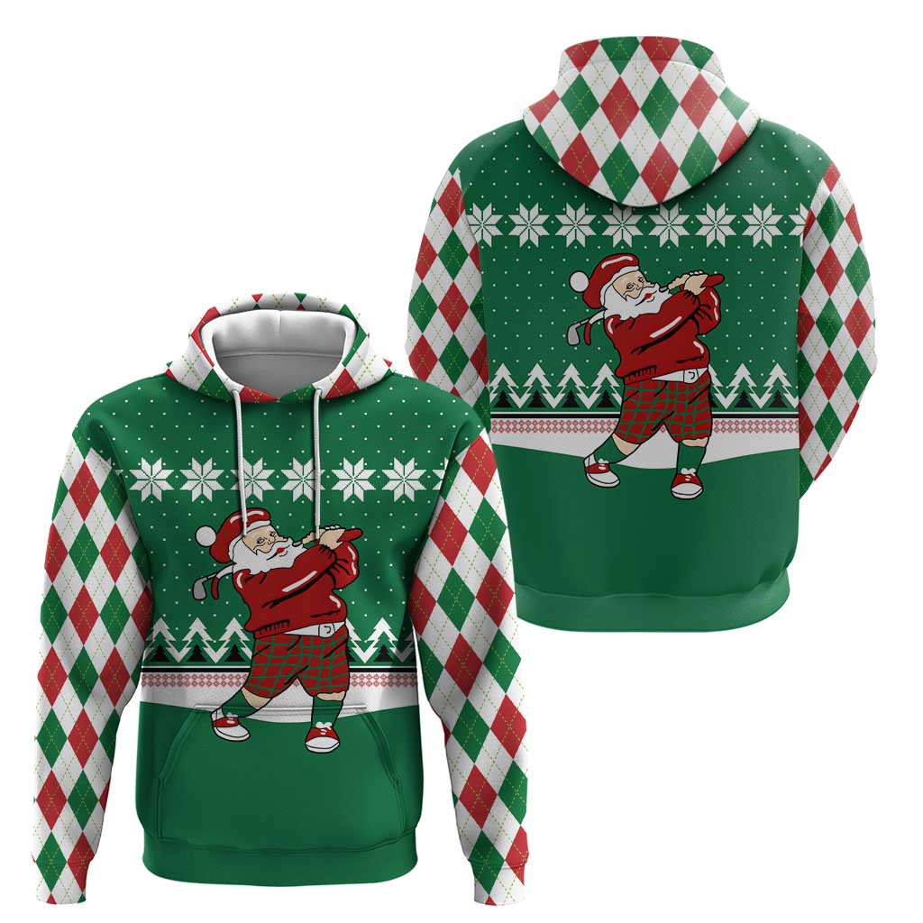 Golfer Santa Christmas Hoodie Xmas Holiday Patterns - Wonder Print Shop