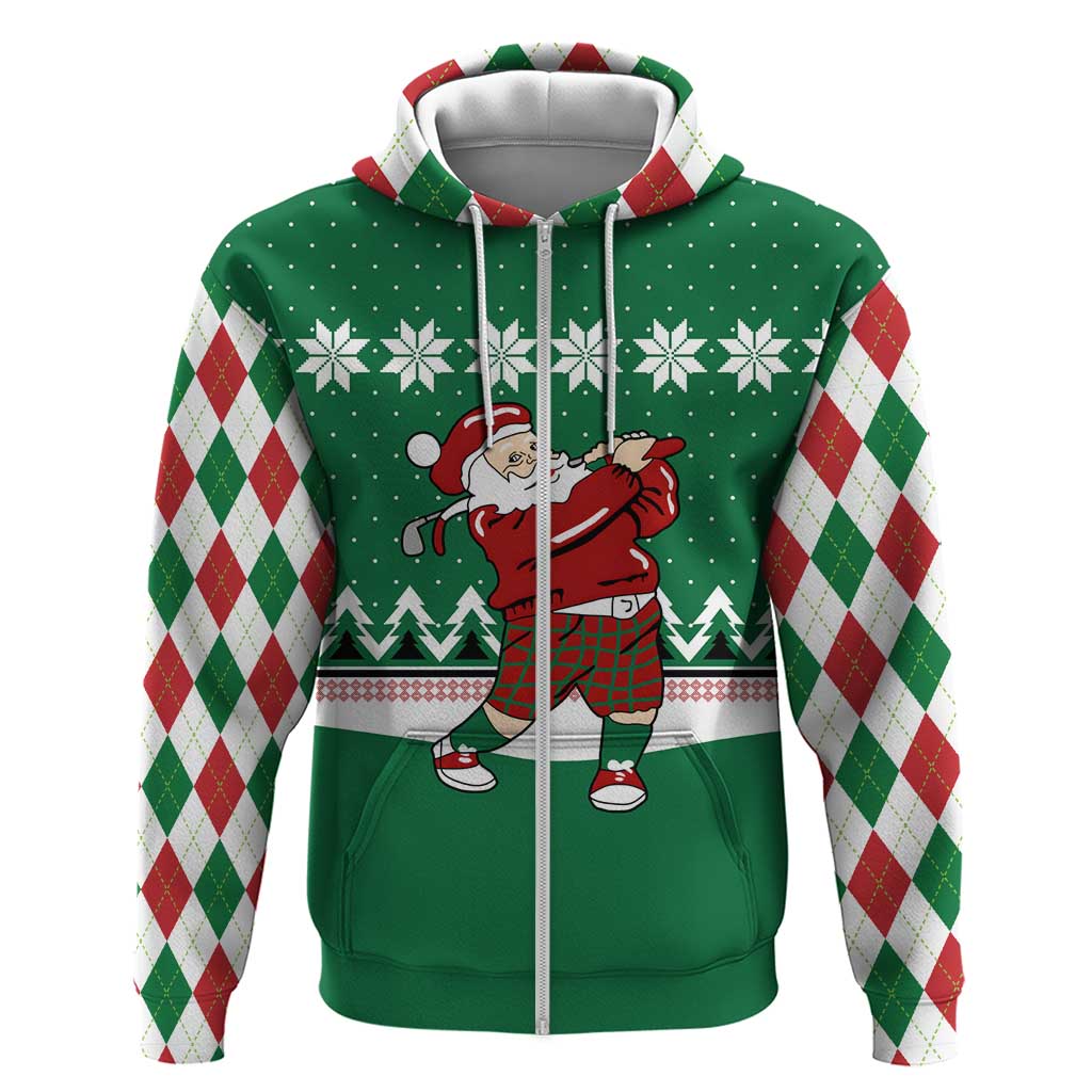 Golfer Santa Christmas Hoodie Xmas Holiday Patterns - Wonder Print Shop