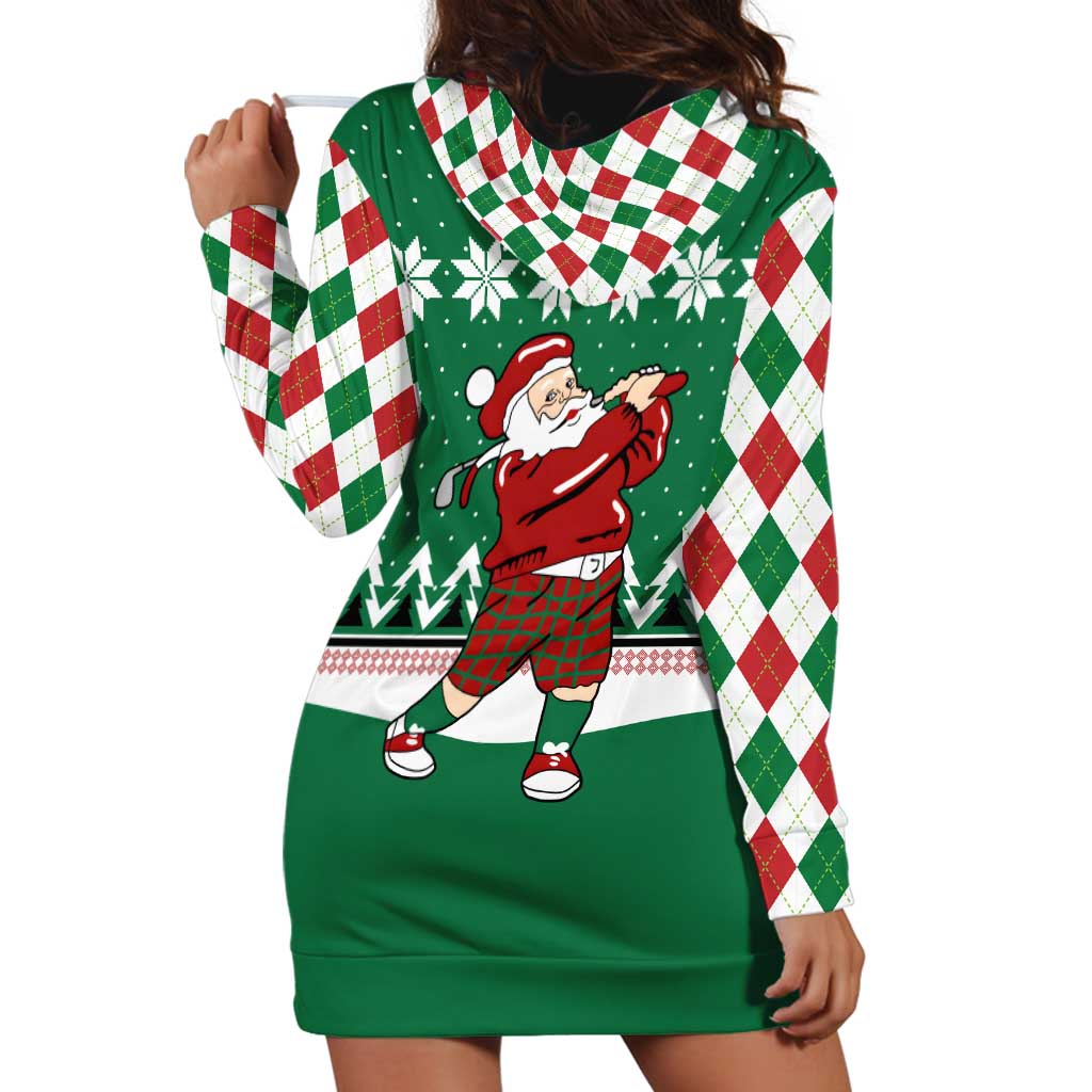 Golfer Santa Christmas Hoodie Dress Xmas Holiday Patterns - Wonder Print Shop