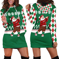 Golfer Santa Christmas Hoodie Dress Xmas Holiday Patterns - Wonder Print Shop