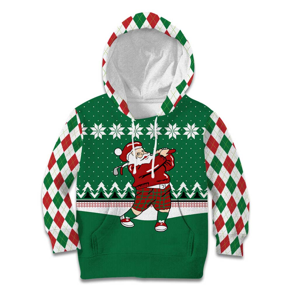 Golfer Santa Christmas Kid Hoodie Xmas Holiday Patterns - Wonder Print Shop