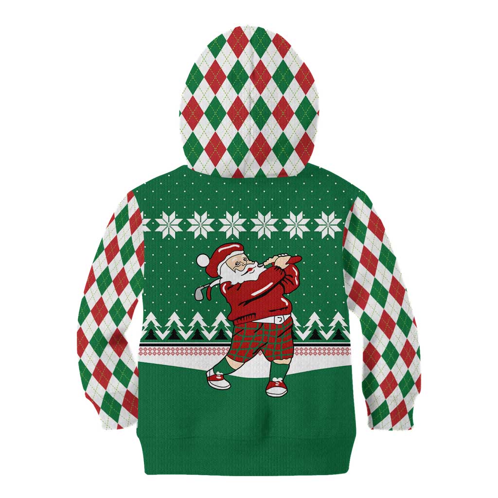 Golfer Santa Christmas Kid Hoodie Xmas Holiday Patterns - Wonder Print Shop